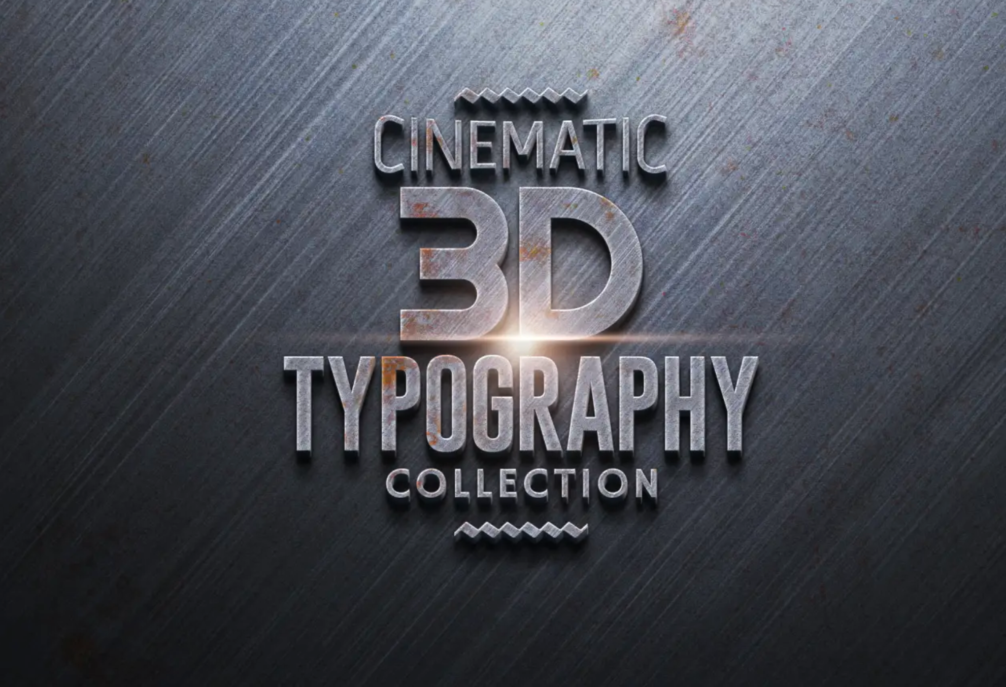 超有质感金属3D字体样机PS模版样式设计素材下载。